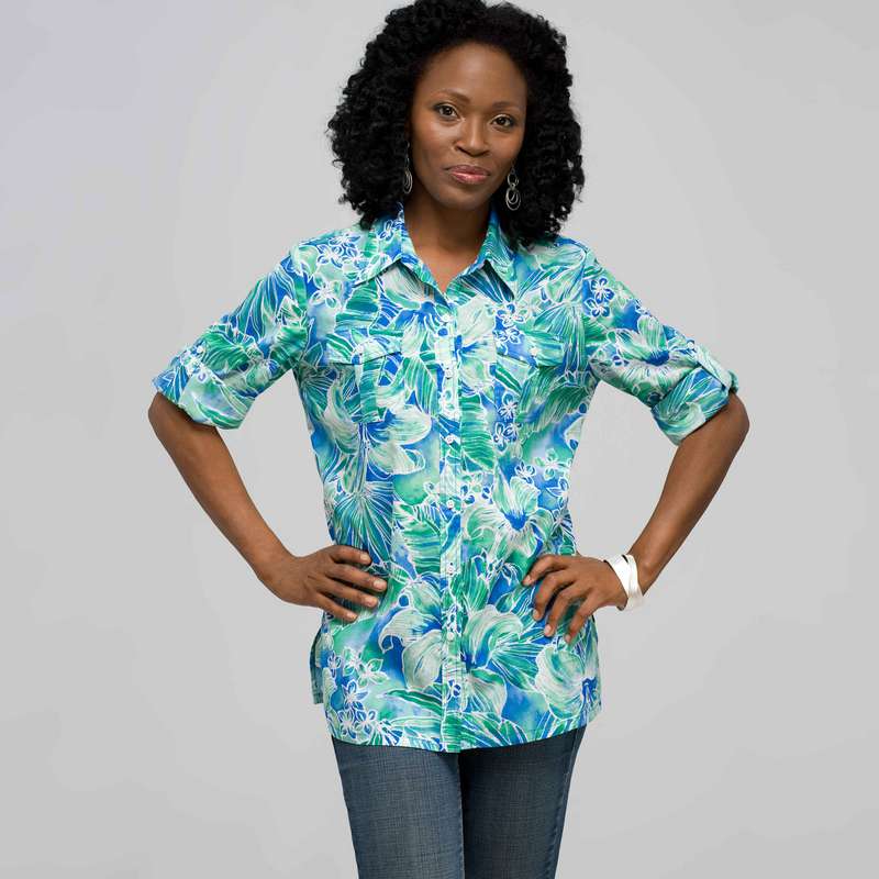 Button Front Shirt, Multi, large image number 0
